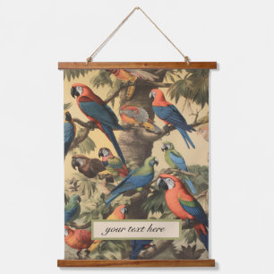 botanische papegaaien, aanpasbaar hangend wandkleed