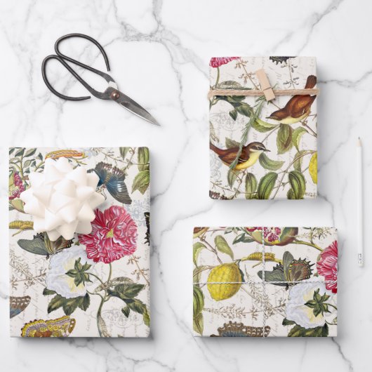 Botanische papiervaten met onmiddellijke verpakkin inpakpapier vel (Voorkant)