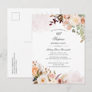 Botanische pasta Floral 60e verjaardag Uitnodiging Briefkaart