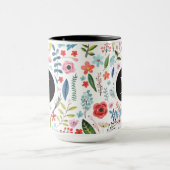 Botanische patronen klinken kleurrijke bladeren en mok (Midden)