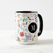 Botanische patronen klinken kleurrijke bladeren en mok (Voorkant rechts)