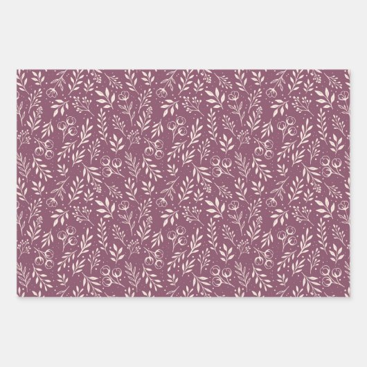 Botanische Patroon Gedempte Plum - Wrapping Paper (Voorkant 2)