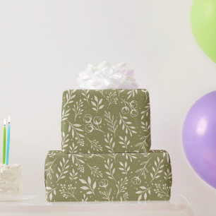 Botanische Patroon Olijf Groene Wrapping Paper Rol Cadeaupapier