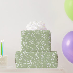 Botanische Patroon Sage Groene Wrapping Paper Roll Cadeaupapier