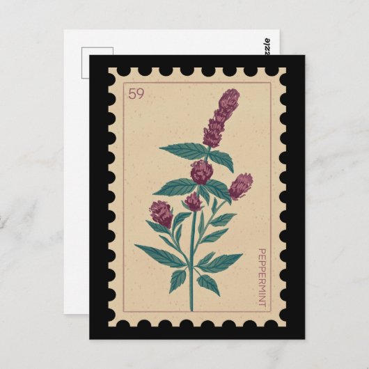 botanische pepermuntbloem briefkaart (Voorkant / Achterkant)