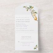 Botanische Peren Rustieke Bruiloft All In One Uitnodiging (Binnen)