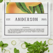 Botanische perziken  theedoek (Gevouwen)