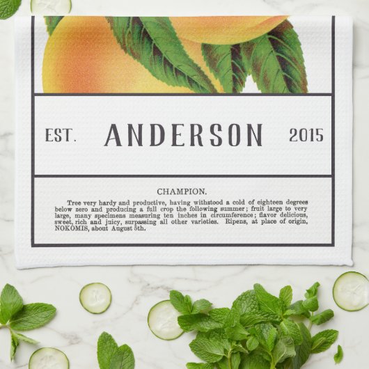 Botanische perziken  theedoek (Gevouwen)