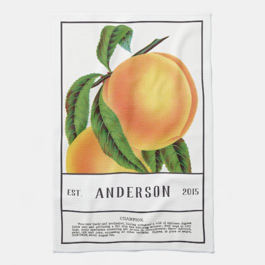 Botanische perziken  theedoek (Verticaal)