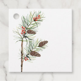Botanische pijnboomtak en bessen Holiday Gift Labe Bedankjes Labels