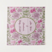 Botanische Pioen Eucalyptus Meisje Baby shower Wandkleed (Voorkant (horizontaal))