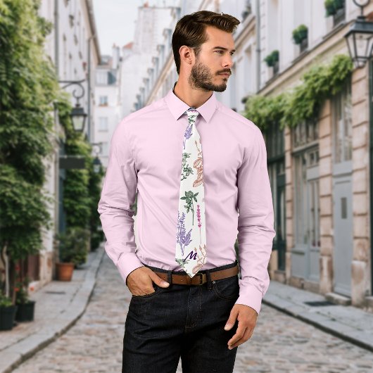 Botanische Planten  vibes personaliseren Initiaal Stropdas