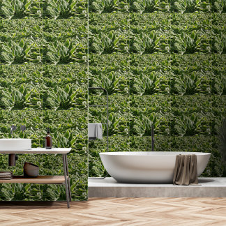 Botanische print Hosta Planten laat groen achter Behang