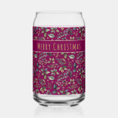 Botanische Print Kerst Diep Rood Gepersonaliseerd Blikvorm Glas (Voorkant)