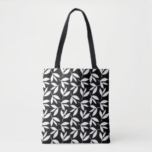 Botanische print patroon zwart-wit draagtas