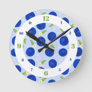 Botanische Pruimen Collectie Blauw Ronde Klok