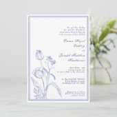 Botanische Regency pastelblauw huwelijk Kaart (Staand voorkant)