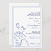 Botanische Regency pastelblauw huwelijk Kaart (Voorkant / Achterkant)