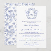 Botanische Regency pastelblauw huwelijk Kaart (Voorkant / Achterkant)