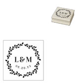 Botanische reuze monogram bruiloft sparen de datum 	rubberstempel (Gestempeld)