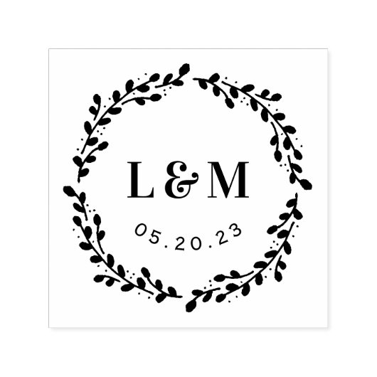 Botanische reuze monogram bruiloft sparen de datum  zelfinktende stempel (Design)