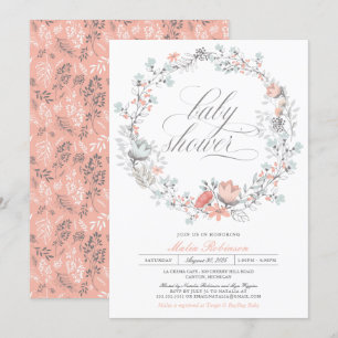 Botanische reuzenlentekoraal   MeisjesBaby shower Kaart