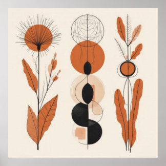 Botanische Ritme — Geometrische Abstracte Wandkuns Poster