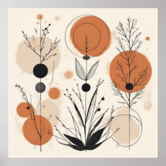 Botanische Ritme — Geometrische Abstracte Wandkuns Poster