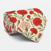 Botanische Rode Anjer Bloemen Stropdas (Opgerold)