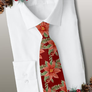 Botanische Rode Bloemen Poinsettia Kerstvakantie Stropdas