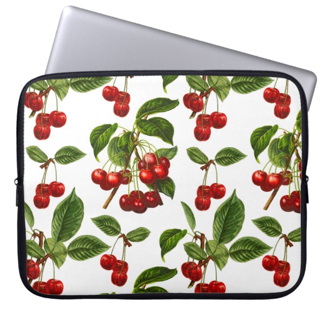  botanische rode kersen afdrukken laptop sleeve (Voorkant)