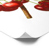 botanische rode kersen afdrukken poster (Hoek)