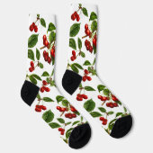  botanische rode kersen afdrukken sokken (Rechts)