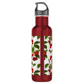  botanische rode kersen afdrukken waterfles  (Achterkant)