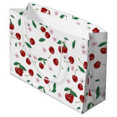 Botanische rode kersen groen & bloesems groot cadeauzakje (Achterkant Gekanteld)