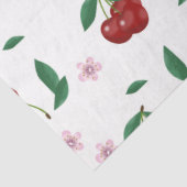 Botanische rode kersen groen & bloesems tissuepapier (Detail)