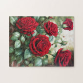 botanische rode rozen legpuzzel (Horizontaal)