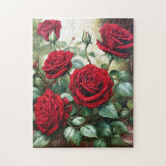 botanische rode rozen legpuzzel (Verticaal)