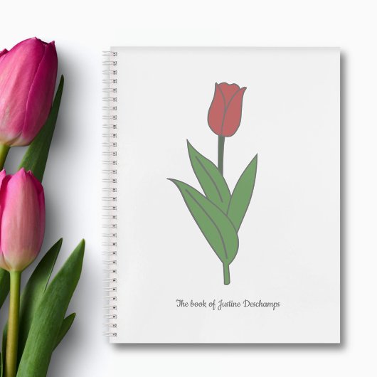 Botanische rode tulp pastel bloem notitieboek