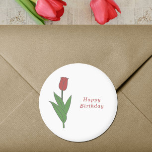 Botanische rode Tulp Pastel Bloem Sticker