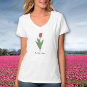 Botanische rode tulp pastel bloem t-shirt