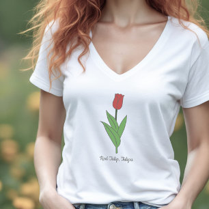 Botanische rode tulp pastel bloem t-shirt