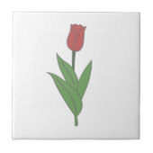 Botanische rode tulp pastel bloem tegeltje (Voorkant)