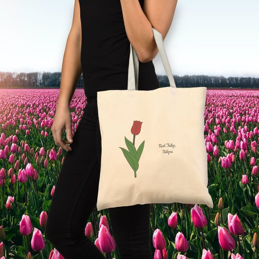 Botanische rode tulp pastel bloem tote bag