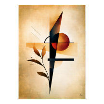 Botanische Rode Zon Shibui Geometrische Kunst