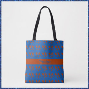 Botanische roest bladeren op Royal Blue Design Draagtas