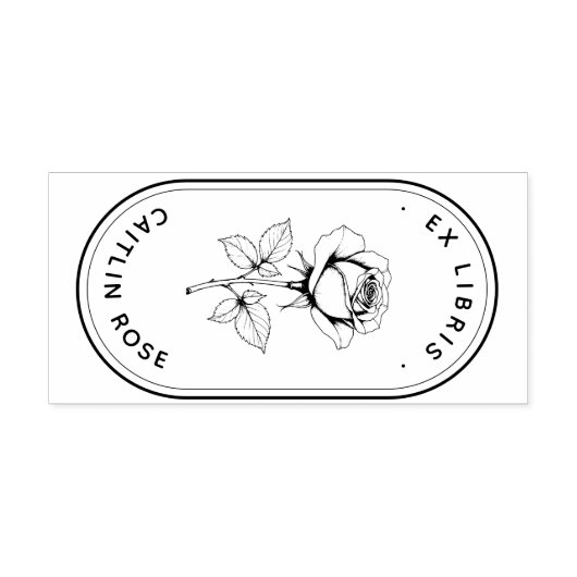 Botanische Roos Ex Libris Zelfinktdrukstempel Zelfinktende Stempel (Design)