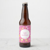 Botanische roze bloemenbloem bier etiket (Voorkant)