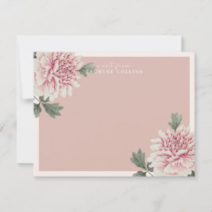  Botanische Roze Bloemnotitie Kaart Notitiekaartje