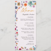 Botanische Roze Boho Chique Wildflower Tuin Bruilo Menu (Voorkant)